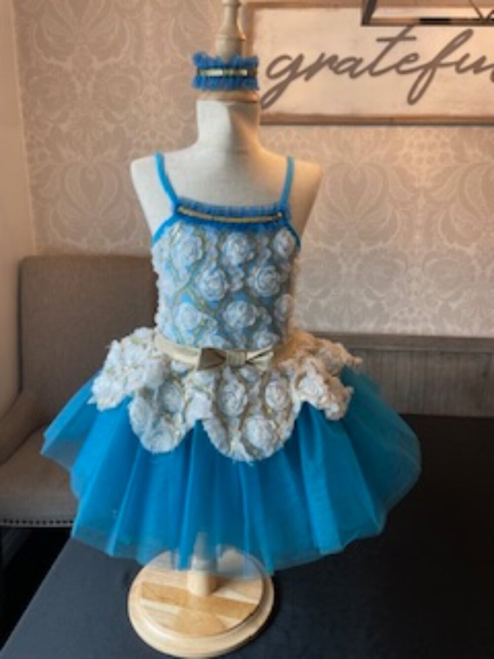💙 Revolution Blue, Peacock & Ivory Dance Costume – Child Small💙